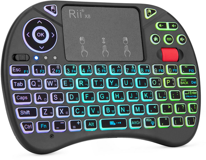 터치 패드 장착 미니 키보드 Rii X8 2.4GHz 무선 키보드 PC 안드로이드 TV 박스 아이패드용 백라이트, X8-KR