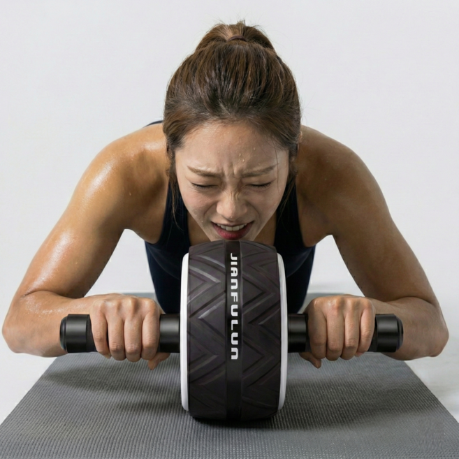 세모 AB슬라이드 뱃살 빼는 복근운동기구 전용매트, 블랙