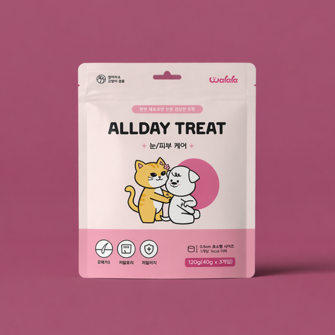 강아지 간식 왈랄라 올데이 케어 트릿 (눈&피부), 1개, 120g, 스킨/코트