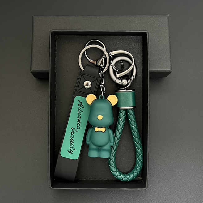 다은랜드 귀여운 곰돌이 키링 베어 열쇠고리 차키링 스트랩형 키홀더, 그린, 1개