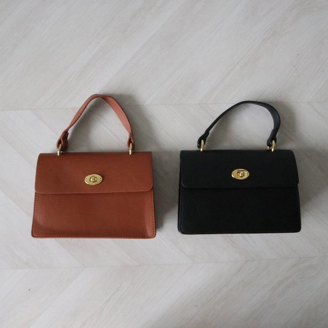 금장 버클 사각 미니 숄더 크로스백 (2color)