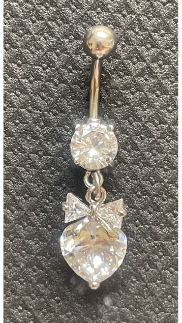 甜美心願愛心蝴蝶結肚臍環 醫用鋼, 1個