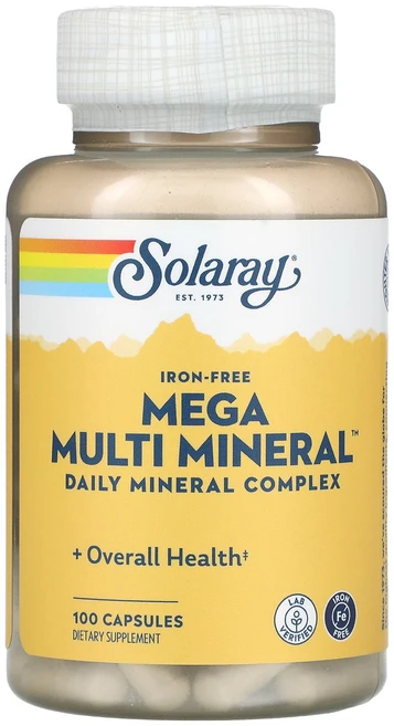 Solaray Mega Multi Mineral 철분 무함유 캡슐 100정, SolarayMegaMultiMineral철분무함유캡슐, 1개 - 쿠팡