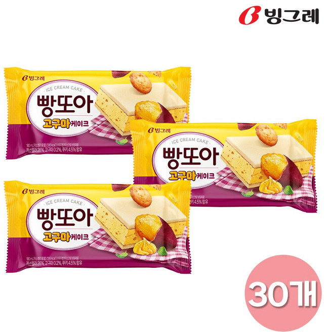 빙그레 빵또아 고구마케이크, 30개, 180ml