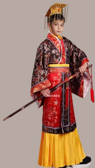 곤룡포 조선시대 복장 황제 홍룡포 황제옷 임금님, 1개, 6. 블랙 용포+모자(110)