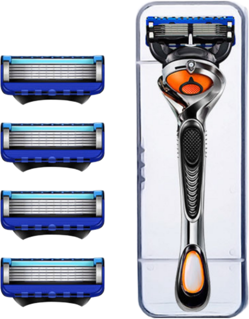 다판다지니 남성용 5중날 면도기 세트 플렉스볼 밀착 면도기 세트, 1개, (핸들 + 면도날 + 케이스)세트