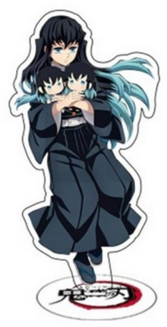 애니메이션 귀멸의 칼날 아크릴 미니 등신대 캐릭터스탠드 무이치로 미츠리 네즈코 탄지로 이노스케 젠이츠 양면패턴 테이블 장식용 아크릴피규어, 02.무이치로 3종세트(하나당 약 15cm)