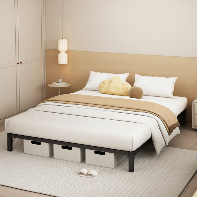 편안홈 튼튼한 철제 침대프레임, 블랙