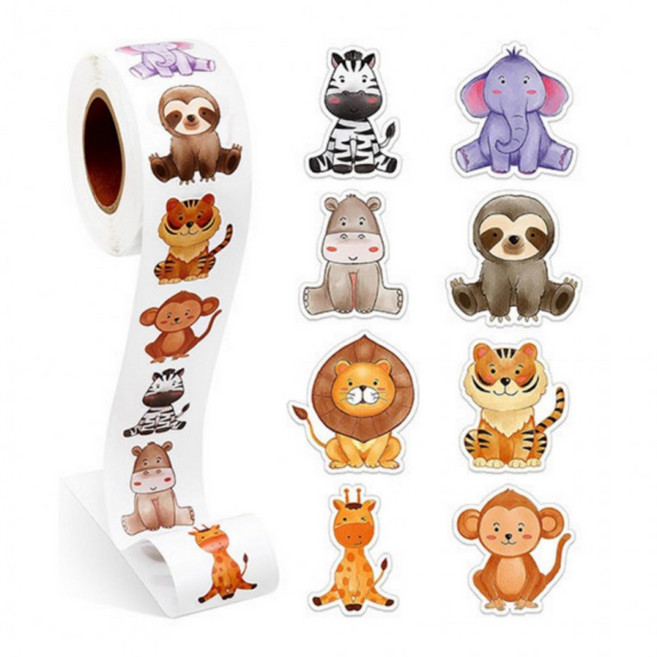 코끼리 사자 호랑이 동물 스티커 500pcs, 1세트, 혼합(S6106) 500매입