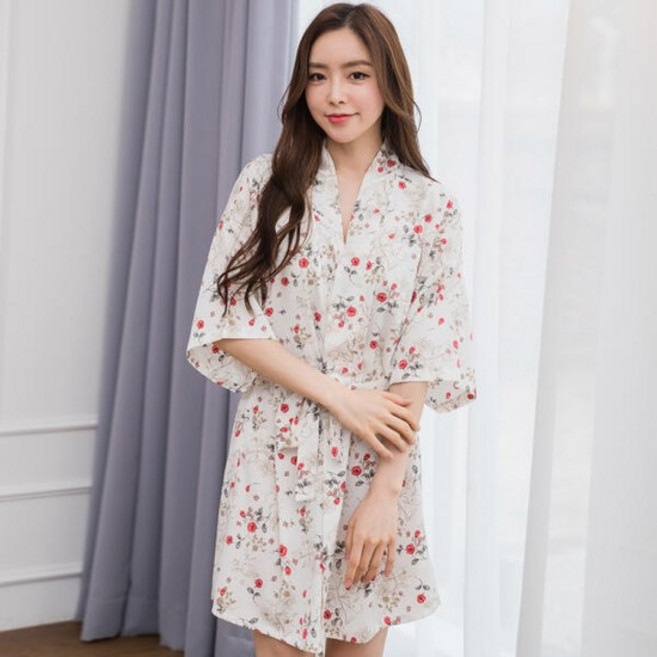 아트박스/알콩단잠 샤워가운 미니로즈 나이트 목욕 바스로브 화이트, KR1455미니로즈로브GW_화이트, 1개