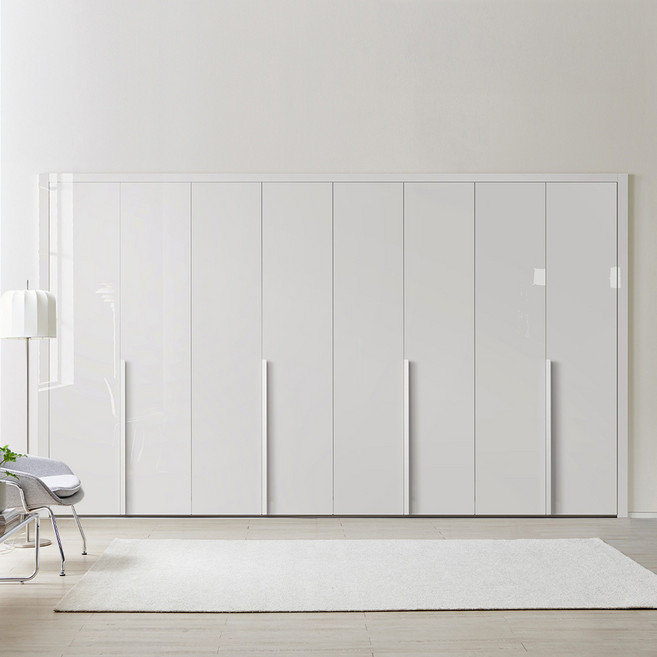 보루네오 글로시 붙박이장 여닫이 300cm 10자, 화이트300cm