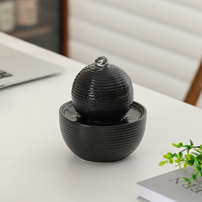 앤트앤비 미니 분수대 인테리어 실내 미니폭포 가정용 펌프 가습기, WF1088 블랙