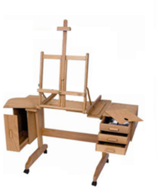 마베프 M/30 워크스테이션 밤나무 이젤 바퀴 넓은 수납 트레이 공간 (25호 거치가능), 마베프 M/30  워크스테이션 밤나무 이젤