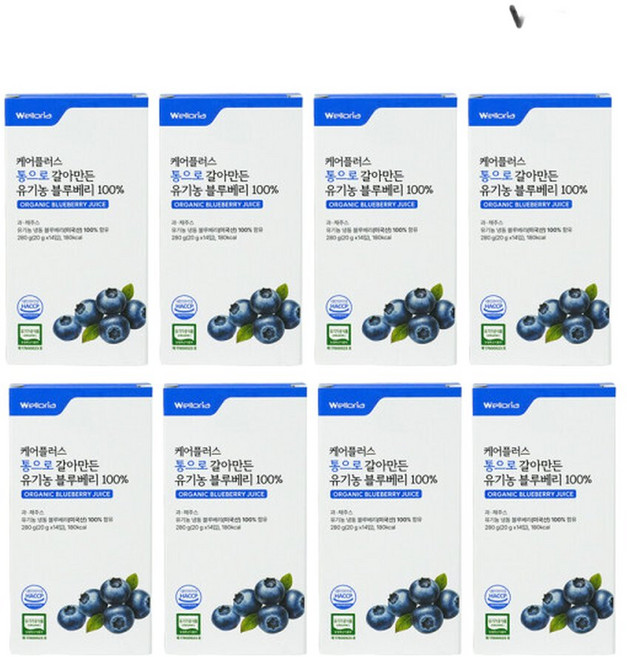 [웰로리아] 케어플러스 통으로 갈아만든 블루베리 100 퓨레 주스 스틱 8박스 총 20g X 112포)