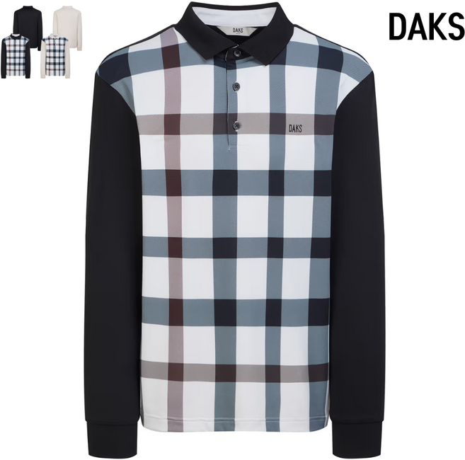 [닥스남자골프웨어특가] 닥스 남성 긴팔티셔츠 폴로티셔츠 골프 긴팔티 체크 남자티 봄티셔츠