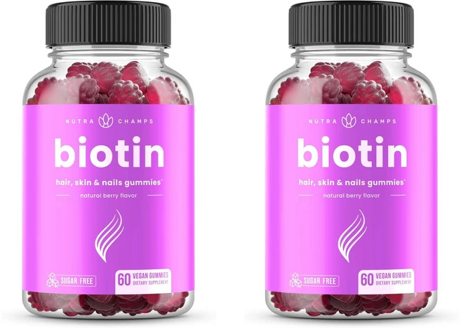 NutraChamps 비오틴구미 10000mcg 60개입 2팩 - 쿠팡