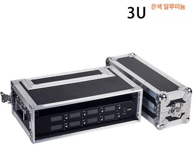 마이크 케이스 음향장비 수신기 보관 캐비넷 알루미늄 휴대용, 2. 2U은색+검정30CM