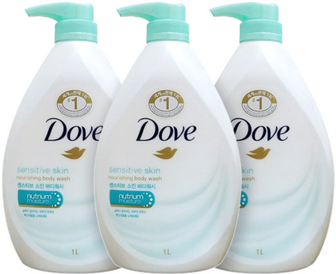 도브 센스티브 스킨 바디워시, 1kg, 3개