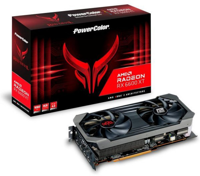 그래픽 카드 게이밍 성능향상 고성능 파워컬러 레드 데빌 AMD 라데온 RX 6600 XT 8GB GDDR6 메모리 RDNA 2 HDMI 2.1로 구동됨