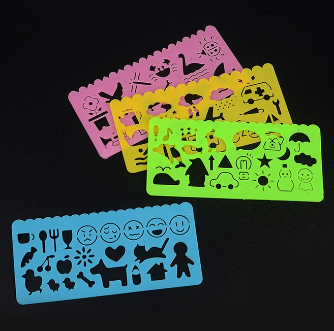 유아놀이 엄마표 그림그리기 사물모형자 학교 모양자, 1세트, 혼합 4P