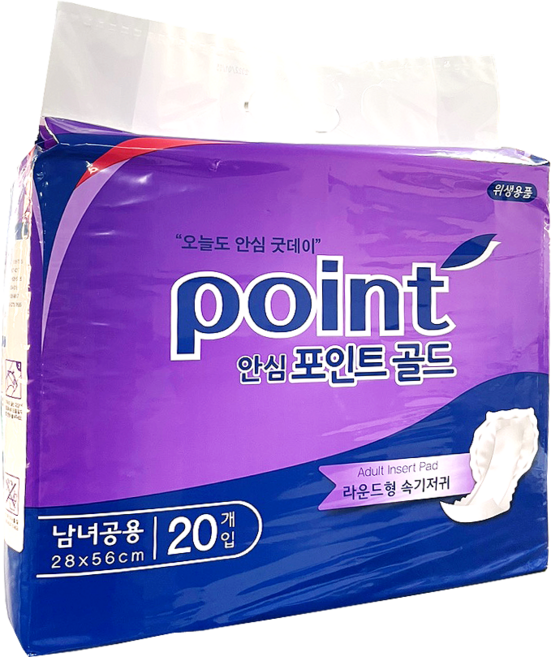안심포인트 성인용 속기저귀 라운드형 골드 보라 1팩20매, FREE(onesize), 4개, 20개입