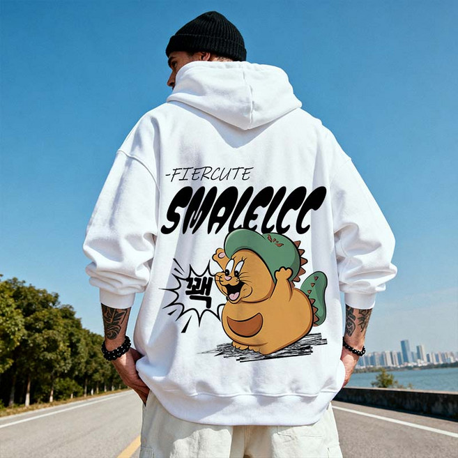 SMALELCC 남자 후드티 셔츠 빅사이즈 루즈핏 기모 후드맨투맨