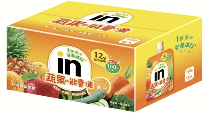 台灣森永製菓 蔬果能量凍 補充膳食纖維 無添加色素防腐劑, 150g, 12