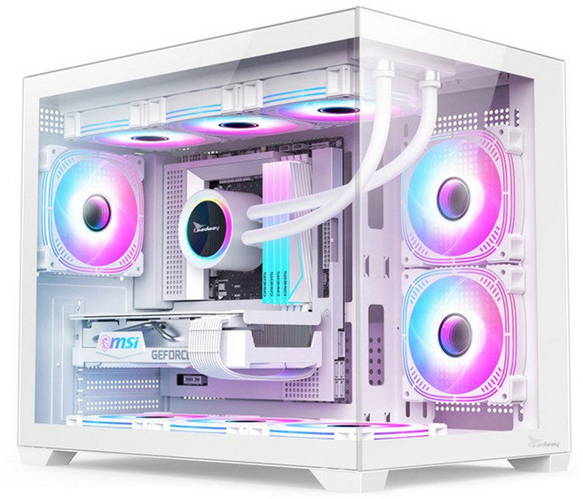 Leadway 鋼化玻璃 RGB 電競機殼, 1個, 白色M420海景房