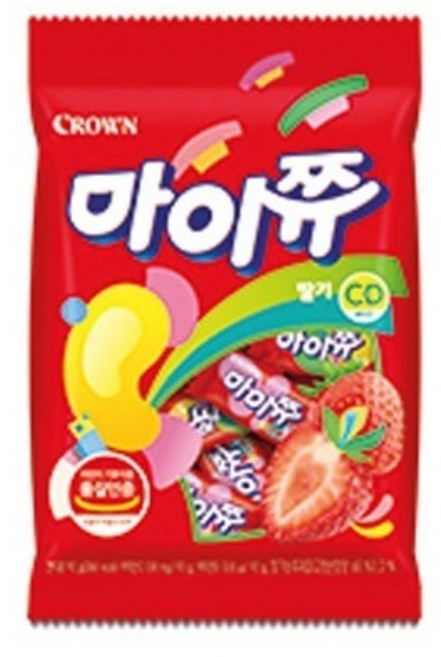크라운 마이쮸 딸기 필로우 92g 간식 캬라멜 스낵, 1개