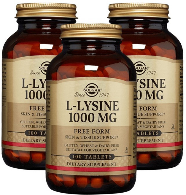 SOLGAR L-離胺酸無麩質素食補充錠 1000mg, 100顆, 3罐