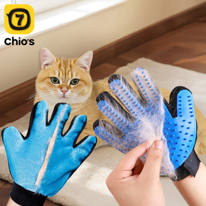 고양이 털제거기 고양이털장갑, 2개, 푸른 색