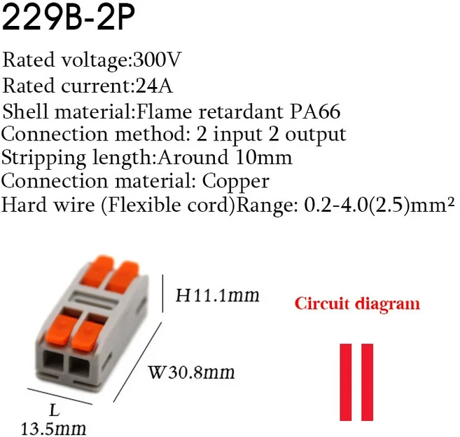 미니 고속 와이어 커넥터 1Pin Spliceable 전기 LED 배선 터미널 블록 2Pin 3Pin 분배기 다중 입력 출력, 01 10PCS, 13 229B-AO-2P