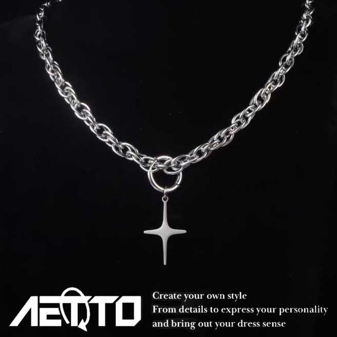 AETTO 麻花十字項鍊 新款醫療鋼 纏繞個性嘻哈 簡約百搭 男女可戴