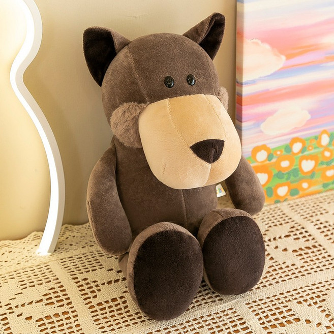 정글 동물 인형 귀여운 인형 뽀글이 장난감 선물 가위 기계 뽑기 인형 차량용 장식품 차량용 피규어, 회색늑대, 25cm