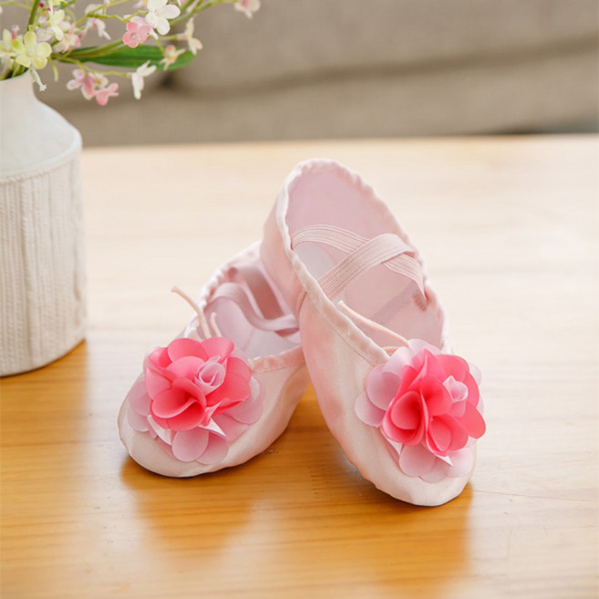 ATB-1720-진핑크 공단꽃슈즈 발레슈즈 아떼르발레