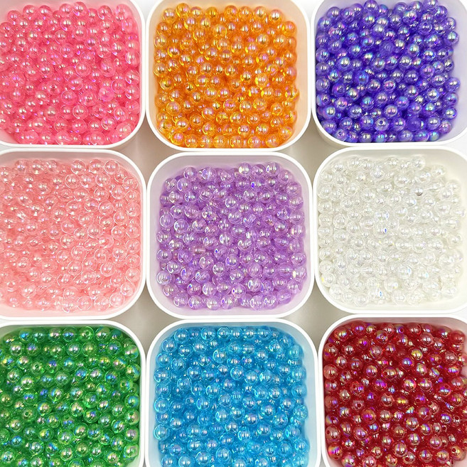 오로라 비즈 4mm 6mm 8mm 구슬 100개입 글리터 AB 비즈발 만들기 키링 만들기 재료 공예, 6mm 100개입, 오로라믹스