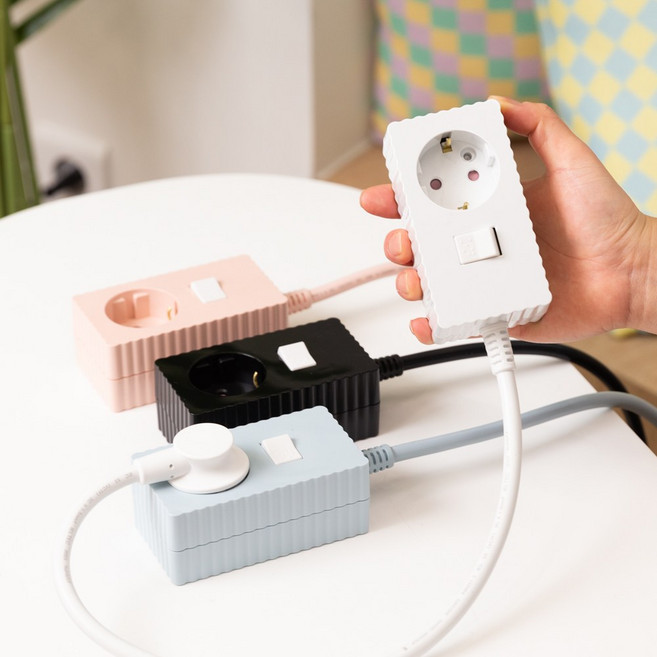 쿠폰19% 파워존 자동소화 웨이브 멀티탭 콘센트 화재예방 과부하차단 연장선 1구 전기코드 캠핑 릴선, 자동소화 1구 파스텔핑크, 1개, 3m