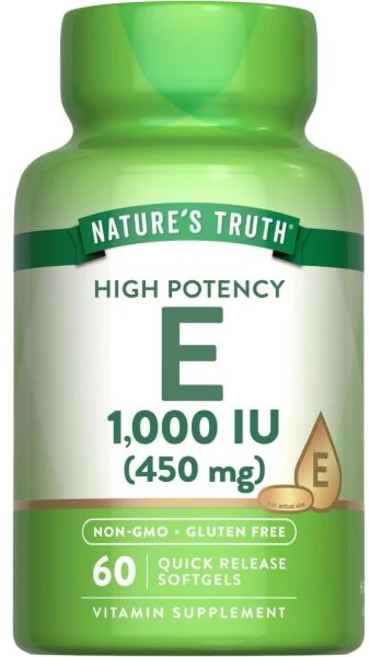 피부 자연 진실 비타민 E 소프트젤 | 1000 U 60 카운트 비 GMO 글루텐 프리, 60 Count (Pack of 1), 1개, 60정 - 쿠팡