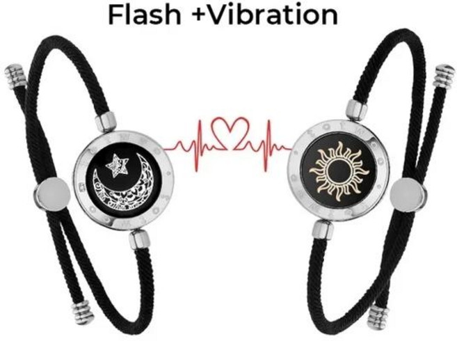 Totwoo 장거리 터치 라이트 업 진동 팔찌 커플관계 선물 스마트 썬 & 문 러브, 01 sliver and sliver, 없음