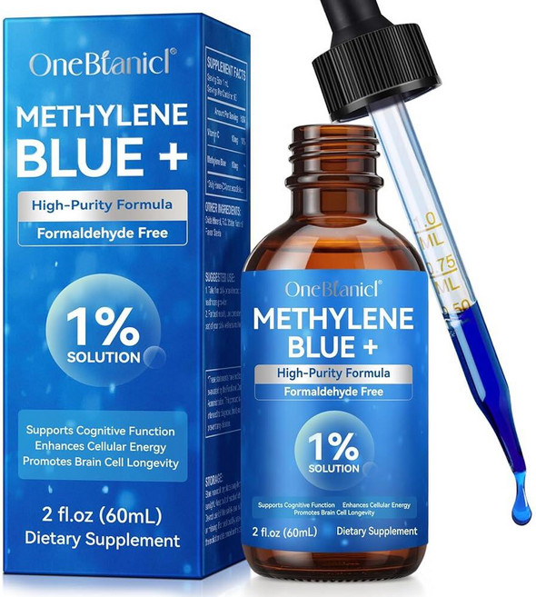 메틸렌 블루 제약 등급 인간 뇌 건강 및 에너지 지원을 위한 메틸렌 블루 드롭 포름알데히드 없음 알코올 없음 글루텐 없음 - 59.6ml(2FL 온스), 메틸렌 블루 제약 등급, 인간 뇌 건강 및 에너지 지원, 1개, 0.9999996423722521
