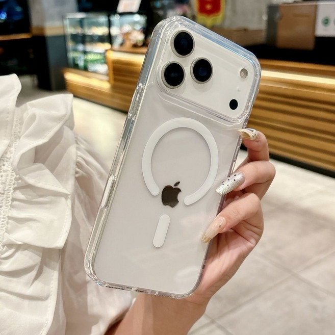 iPhone 適用於 iPhone 16 15 14 13 12 11 Pro Max, 1個, MagSafe磁吸透明空壓殼(大孔),12 iPhone