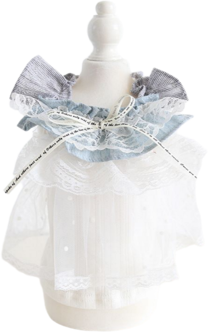 이지레이지 강아지 메종 면 프릴 레이스 나시 원피스, 1개, 화이트