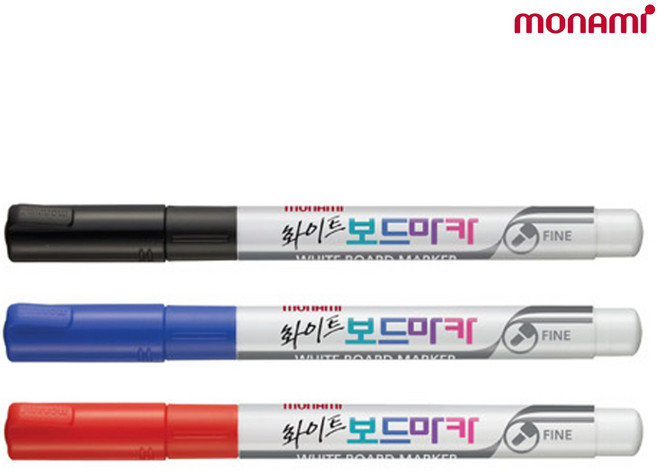 모나미 화이트 보드마카 FINE 흑색 청색 적색 낱개, 1개