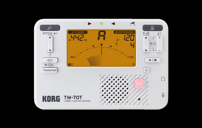 【JUDY樂器店】全新 KORG 調音器 節拍器 日本製, 1個, TM-70C(白色含CM400拾音夾)