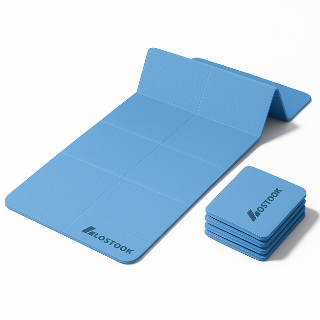 LOSTOOK 요가매트 접이식 홈트, 1개, 블루