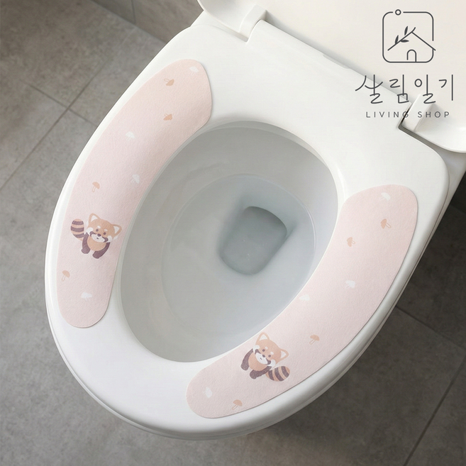 살림일기 1+1 붙이는 변기커버 변기시트 변기커버시트, 1개, 변기커버 - 토끼 + 펭귄
