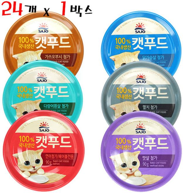 사조 로하이 캣푸드 고양이캔, 콤보(6종 4개씩), 24개