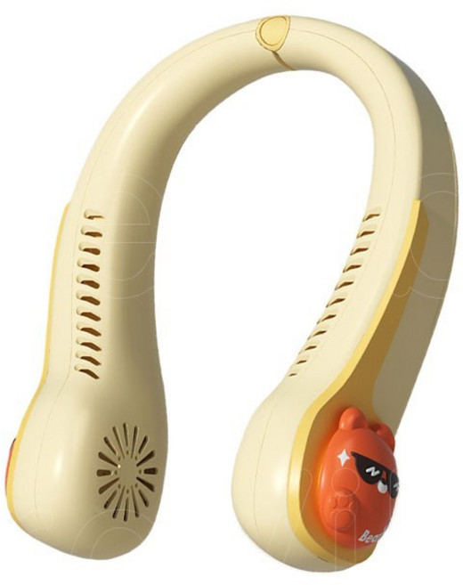 휴대용 캐릭터 목선풍기 넥풍기 넥밴드 목걸이 선풍기 3단 조절, 곰, 굽힘 정도 조절 가능