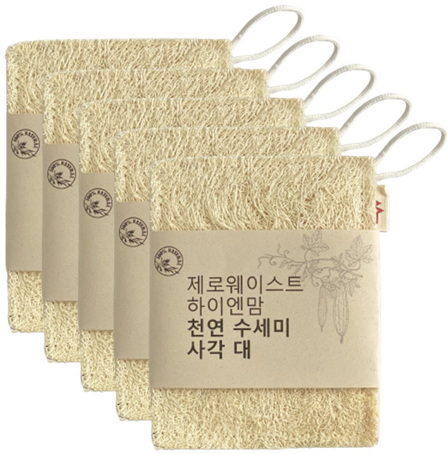 하이엔맘 천연 주방 수세미 대형, 5개, 1세트