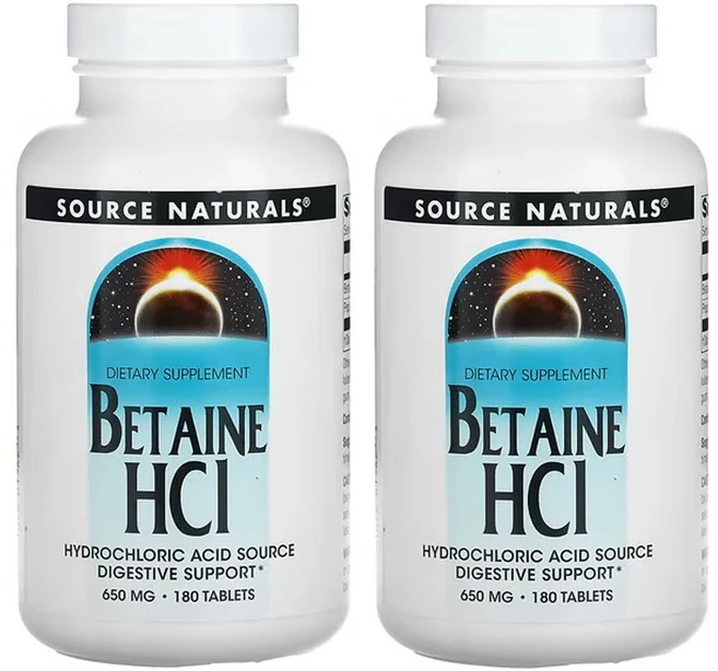 소스 내추럴스 베타인 HCI 650mg 180타블렛, 2개, 180정 - 쿠팡